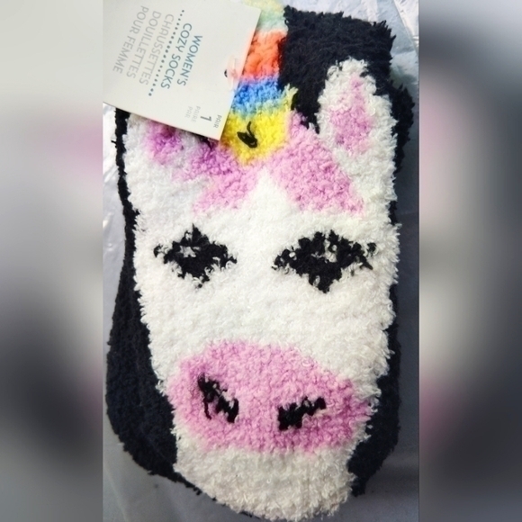 Women's Cozy Unicorn Face Socks - Picture 1 of 4